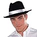 Gangster Fedora Hat Black w/ White Band