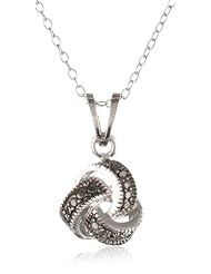 Sterling Silver Black-Diamond Love Knot Pendant Necklace