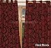 Red Luxury Faux Silk with Black Cut Velvet Detailing Fully Lined Curtains 108 x 108