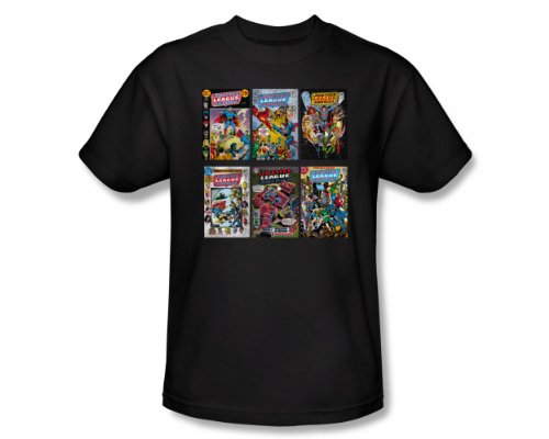  Justice League - Jla Covers Adult T-Shirt In Black