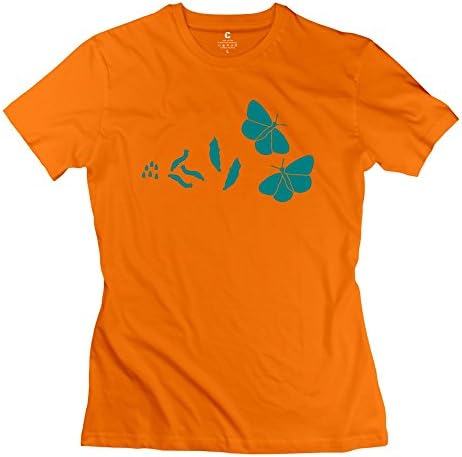 Woman's T-Shirts New Design Butterfly Evolution Tshirts Orange Size XL