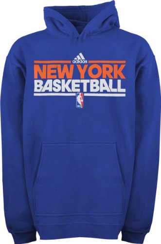 New York Knicks Blue Youth adidas On-Court Practice Hooded Fleece Sweatshirt