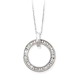 14k White Gold & Baguette Diamond Circle Pendant (0.50ctw)