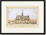 Black Framed/Matted Print 17x23, Centennial International Exhibition, 1876 - Kansas and Colorado Building