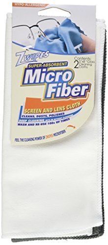 Zwipes Microfiber Eyeglass Lens & Screen Cleaning Cloths | 2 Pack | Great for iPads, Macbooks, Laptops, Desktops, PCs, TVs, Smartphones, Cameras, Kindles, Touchscreens, LCD screens