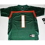 Miami Hurricanes Adidas # 1 Youth Football Jersey - Youth-L