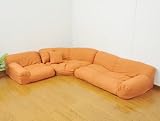 アキレス フロアーコーナーソファー3点セット(クッション付) ESF-2833(OR) 3p オレンジ