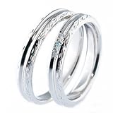 FukuFuku(フクフク) 結婚指輪 彫刻とアイスブルーダイヤのマリッジリング 3石0.03ct ダイヤモンド プラチナ Pt900