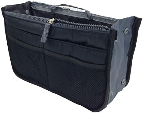 Kuforu Handbag Pouch Bag in Bag Organiser Insert Organizer Tidy Travel Cosmetic Pocket (11.4x6.7x3.5 in.)- Black