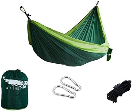 Luxetempo Portable Ultralight Nylon Double Hammock -Camping Backyard Recreation-8.9 * 4.6 ft Green