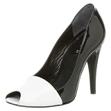 Calvin Klein Collection 7047 Peep Toe Pump,White/Black,10 M