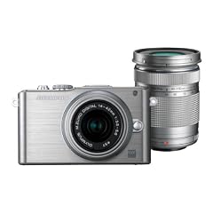 Olympus PEN E-PL3 Systemkamera (12 Megapixel, 7,6 cm (3 Zoll) Display, bildstabilisiert) silber Kit mit 14-42mm und 40-150mm Objektiven silber