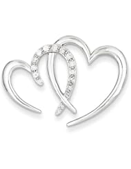 Sterling Silver & Diamond Double Heart Pendant Slide