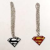 Superman Logo Shaped Pendant Necklace Chain 2pcs