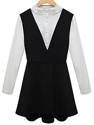 Cotton/Polyester Long Sleeves Tank  Dress With a Ribbon 