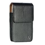 Executive High Quality Black Leather Vertical Pouch Carry Case Magnetic Fla ....