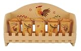 5PC SPICE RACK W/WOOD RACK BAMBOO ROOSTER SUNFLOWER