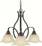Murray Feiss F2049 3GBZ Morningside Three-Light Chandelier - Grecian Bronze with Cream Snow Glass Shades