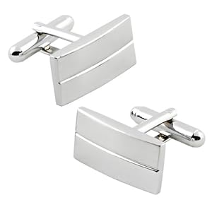 eForCity Classic Silver Rectangle Cufflinks