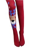 (コ-ランド) Co-land キッズレギンス 女児パンスト スパッツ 女の子タイツ 子供用ストッキング ガールズパンツ ヘラジカ柄 春秋 スキニー ジュニア レッド L