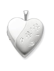 Genuine .925 Sterling Silver 20mm D/C Floral Heart Locket. 100% Satisfaction Guaranteed.