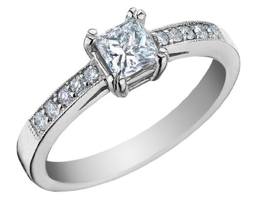 Princess Cut Diamond Engagement Ring 5/8 Carat (ctw) in 14K White Gold