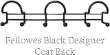 Fellowes Black Designer Wire Door or Wall Rack, 3 Hoops, 6 Hooks