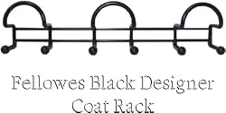 Fellowes Black Designer Wire Door or Wall Rack, 3 Hoops, 6 Hooks