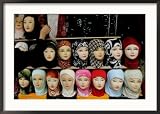 Arab Woman Buys an Islamic Head Dress in Preparation for the Muslim Holy Fasting Month of Ramadan Framed Photographic Poster Print, 35x25