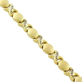 1.1 Ttcw Diamonds 14 Karat Yellow Gold Hugs & Kisses Bracelet 7.25 Inch