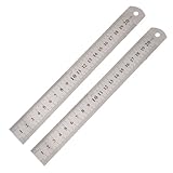 uxcell　直尺　測定キット　メトリック　ステンレス鋼　20cm　シルバートーン　2個入り