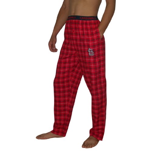 Mens MLB St Louis Cardinals Plaid Cotton Thermal Sleepwear / Pajama Pants - Red (Size: XL)