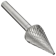 PFERD Cone Carbide Bur, Uncoated (Bright) Finish, Double Cut, Point End