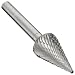PFERD Cone Carbide Bur, Uncoated (Bright) Finish, Double Cut, Point End