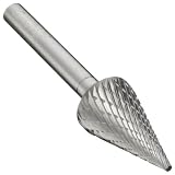 PFERD Cone Carbide Bur, Uncoated (Bright) Finish, Double Cut, Point End, 1/4" Shank, 3/8" Head Diameter, 3/4" Head Length (SM-4)