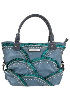 Blue Faux Leather Shoulder Bag: Blue Shoulder Bag
