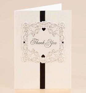 10 Cream & Black Thank You Cards