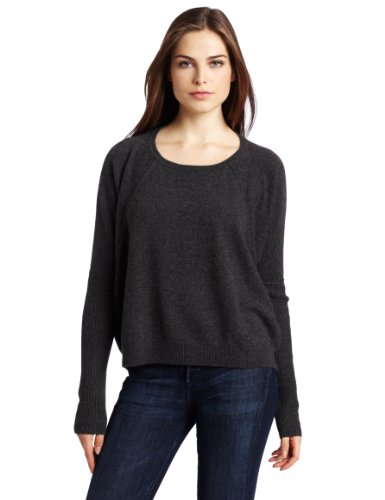 Velvet Women's Cashmere Dolman Sweater, Charcoal, Petite