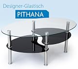 Glastisch Couchtisch Pithana ca. 55cm x 90cm x 41cm