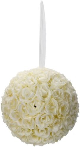 2 Pack Romantic Rose Pomander Flower Balls Rose Bridal for Wedding Bouquets Artificial Flower DIY Ivory