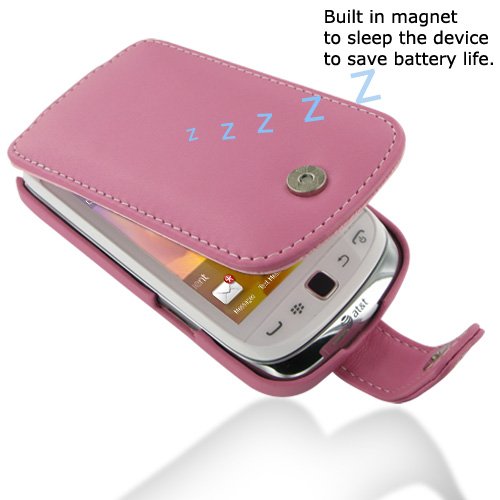 PDair Leather Case for BlackBerry Torch 9810 - Flip Type (Petal Pink)