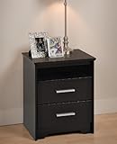 Tall Night Stand with Two Drawers in Black Finish