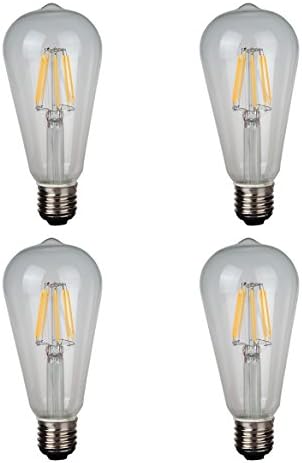 LED Vintage Edison Bulb (Pack of 4) - Squirrel Cage Filament Lamp - Dimmable, E26 260 Lumens, ST64 - Teardrop Top, Antique Incandescent Clear Glass Light, Chandeliers Wall Sconces Pendant Lighting