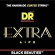 DR Strings Electric Guitar Strings, Black Beauties - Extra-Life, Black Coated, 9-42