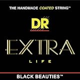DR Strings Electric Guitar Strings, Black Beauties - Extra-Life Black Coated, 10-46