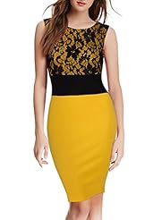 Cocktail Knee Length Sleeveless Floral Print Polyester/Spandex Colorblocking Stretchy Fitted Lace Scoop Neck Bodycon Dress/Club Dress/Evening Dress/Wedding Party Dress 