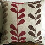 Decorative Red / Chocolate Leaf Chenille Throw Pillow Cover (One Side)