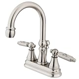Kingston Brass KS2618GL Georgian 4-Inch Centerset Lavatory Faucet with Brass Pop-Up, Satin Nickel by