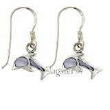 Sterling Silver Mother Of Pearl Dolphin Dangle Earrings