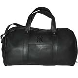 MLB New York Yankees Black Leather Corey Duffel Bag